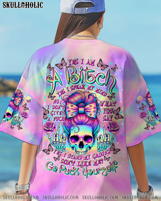 YES I AM A B YES I SPEAK MY MIND SKULL MESSY BUN ALL OVER PRINT - TLTR2403253