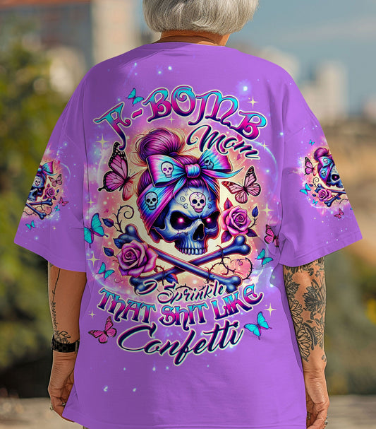 F-BOMB MOM MESSY BUN SKULL ALL OVER PRINT - TLTW2103251