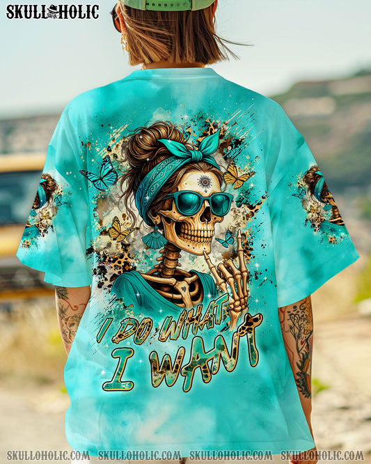 I DO WHAT I WANT MESSY BUN SKULL ALL OVER PRINT - TLTR0805252