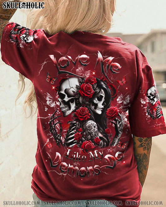 LOVE ME LIKE MY DEMONS DO SKULL ALL OVER PRINT - YHHG2403251