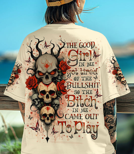THE GOOD GIRL IN ME SKULL ROSE ALL OVER PRINT - TLNO1103251