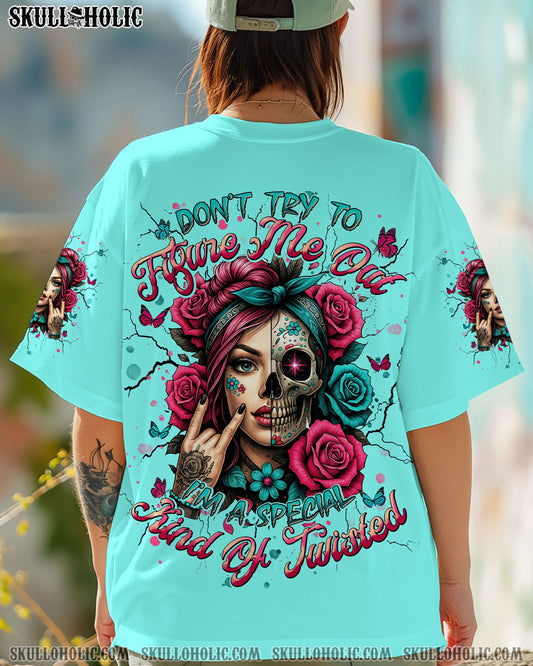 DON'T TRY TO FIGURE ME OUT SKULL HALF LADY ALL OVER PRINT - TLNT0705251