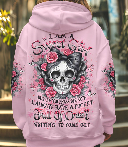 I AM A SWEET GIRL FLOWER SKULL ALL OVER PRINT - YHLT1303251