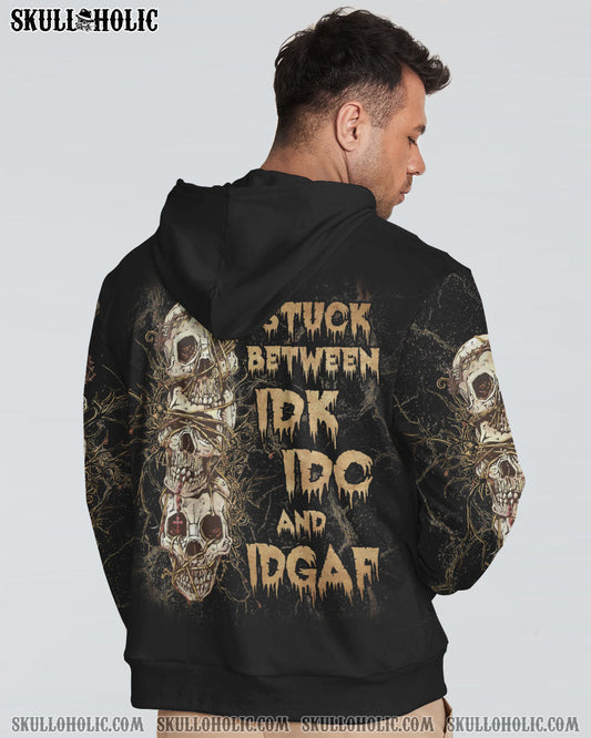 STUCK BETWEEN IDK IDC AND IDGAF SKULL ALL OVER PRINT - YHLN2312221