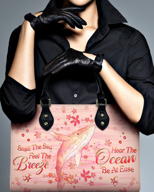 Smell The Sea Feel The Breeze Whale Leather Handbag