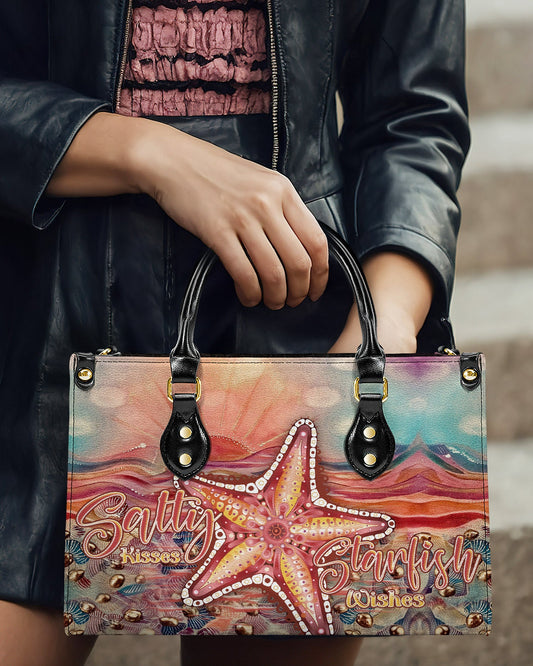 Salty Kisses And Starfish Wishes Leather Handbag