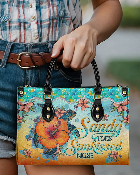 Sandy Toes Sunkissed Nose Turtle Hibiscus Leather Handbag