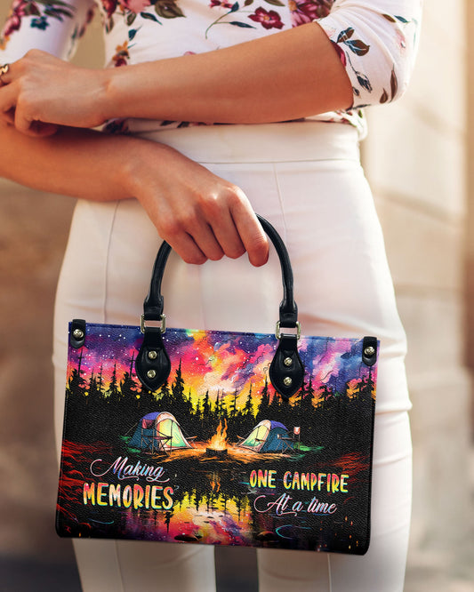 Making Memories One Campfire At A Time Leather Handbag
