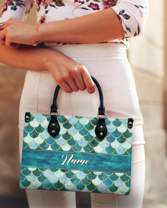 Sparkles Mermaid Pattern Leather Handbag