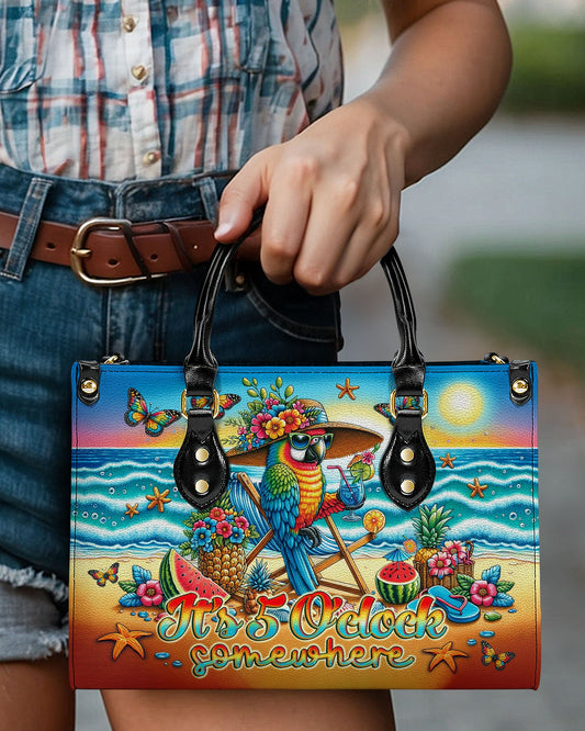 It'S 5 O'Clock Somewhere Parrot Leather Handbag
