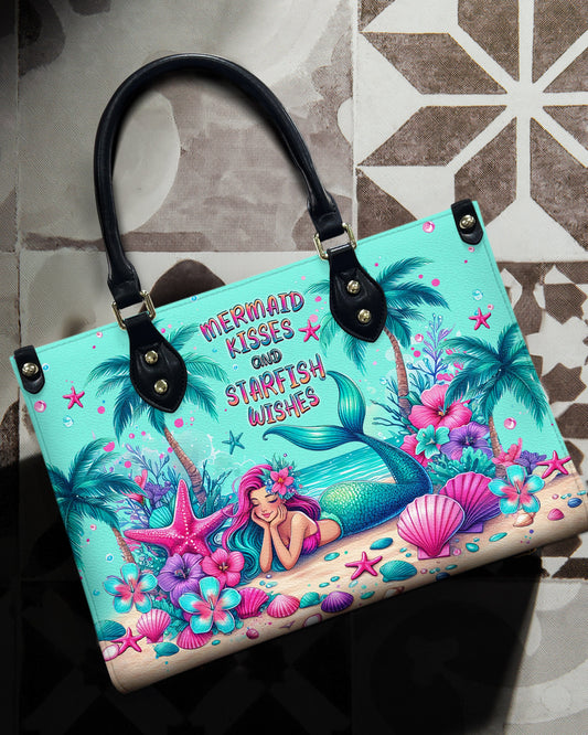 Mermaid Kisses And Starfish Wishes Leather Handbag