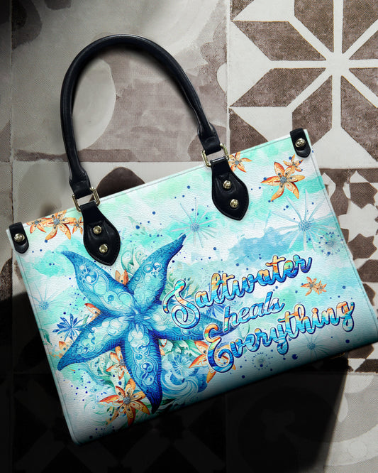 Saltwater Heals Everything Starfish Leather Handbag