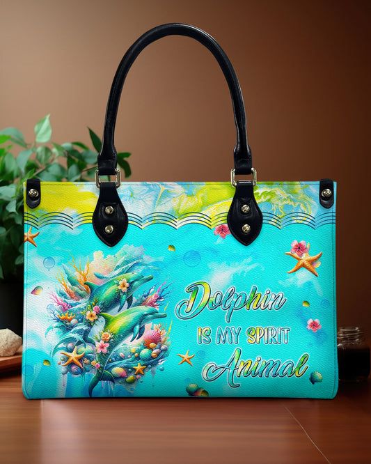 Dolphin Is My Spirit Animal Leather Handbag