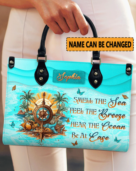 Smell The Sea Feel The Breeze Leather Handbag