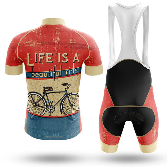 Life Is A Beautiful Ride Men's Cycling Jersey Set, Road Bike Cycling Kit for Men, Biking Outfit, Bicycle Suit, Team Racing Uniform