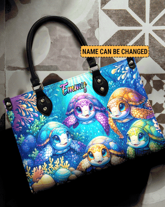 Ocean Turtles Leather Handbag