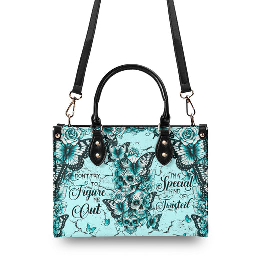 DON'T TRY TO FIGURE ME OUT SKULL LEATHER HANDBAG - TLNT1810245