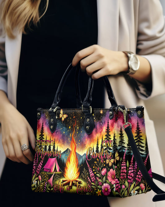 Making Memories One Campfire At A Time Leather Handbag