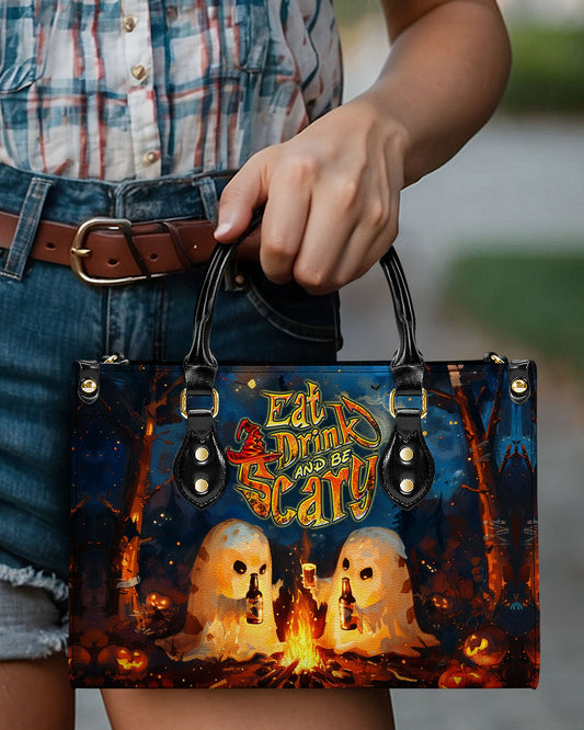 Eat Drink And Be Scary Halloween Leather Handbag