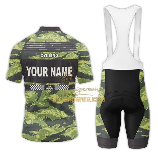 BigCrowns | Green Camo Sleeve Custom Name Cycling Kit