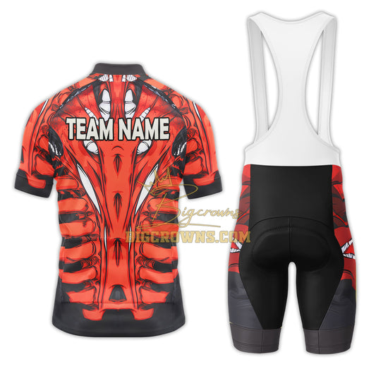 BigCrowns | Skeleton Body Red Sleeve Custom Name Cycling Kit