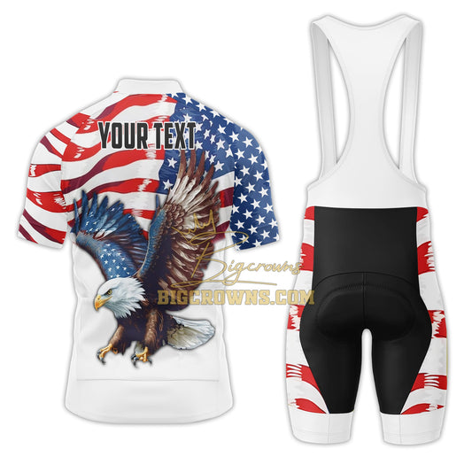 BigCrowns | American Eagle Flag Sleeve Custom Name Cycling Kit