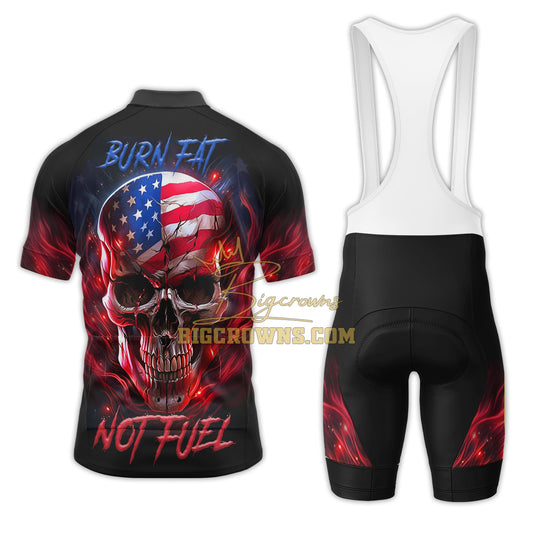BigCrowns | Burn Fat Not Fuel American Skull Sleeve Cycling Kit