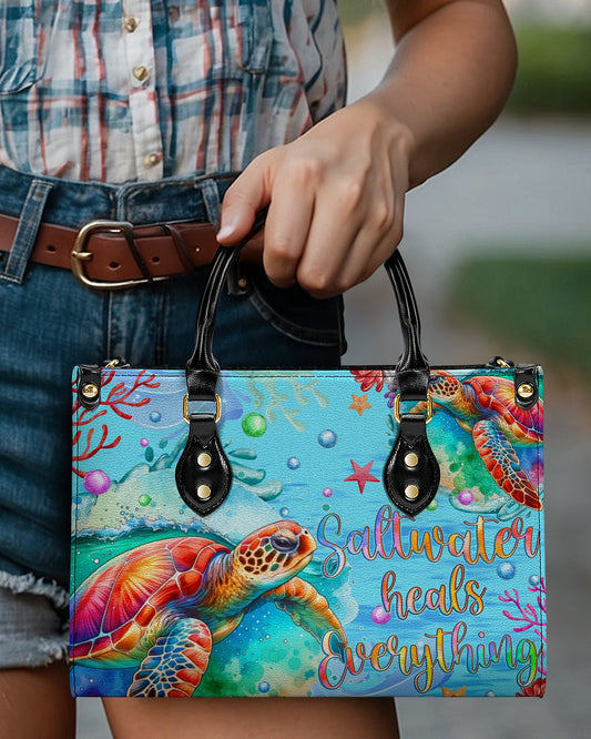 Saltwater Heals Everything Turtle Leather Handbag