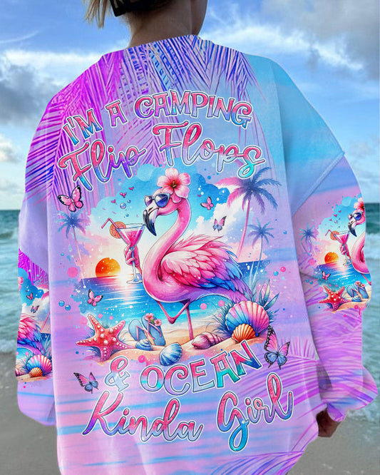 CAMPING FLIP FLOPS OCEAN KINDA GIRL FLAMINGO ALL OVER PRINT - TLNZ0602242
