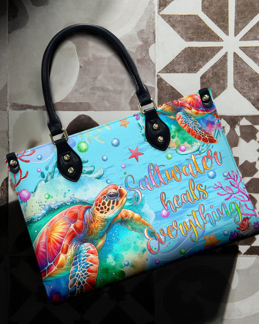 Saltwater Heals Everything Turtle Leather Handbag