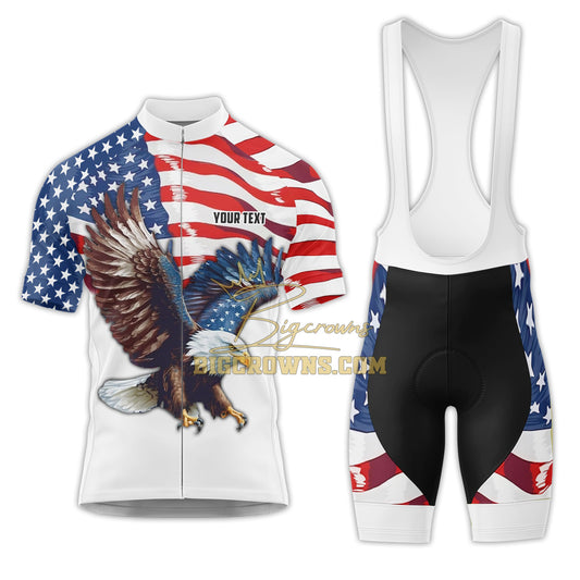 BigCrowns | American Eagle Flag Sleeve Custom Name Cycling Kit