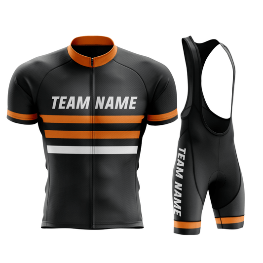 BigCrowns | Custom Name Orange Cycling Team Jersey and Bibs
