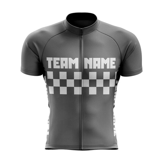 BigCrowns | Custom Name Checkered Grey Cycling Team Jersey and Bibs