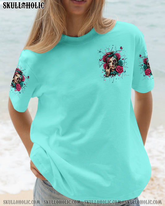 DON'T TRY TO FIGURE ME OUT SKULL HALF LADY ALL OVER PRINT - TLNT0705251