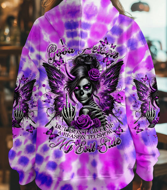 I'M A GOOD PERSON SKULL MESSY BUN TIE DYE ALL OVER PRINT - TLNT2702255