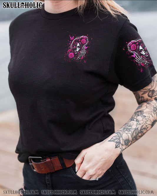 DON'T TRY TO FIGURE ME OUT SKULL MESSY BUN ALL OVER PRINT - TLNZ2503251