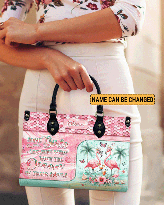 Some Girls Are Just Born Flamingo Leather Handbag