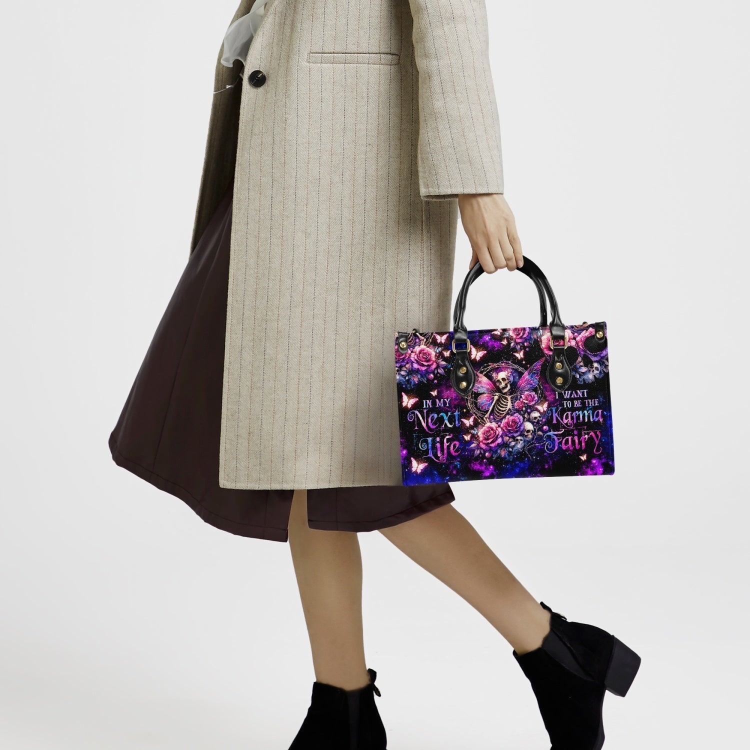 KARMA FAIRY SKELETON ROSE LEATHER HANDBAG - TLTW0304243