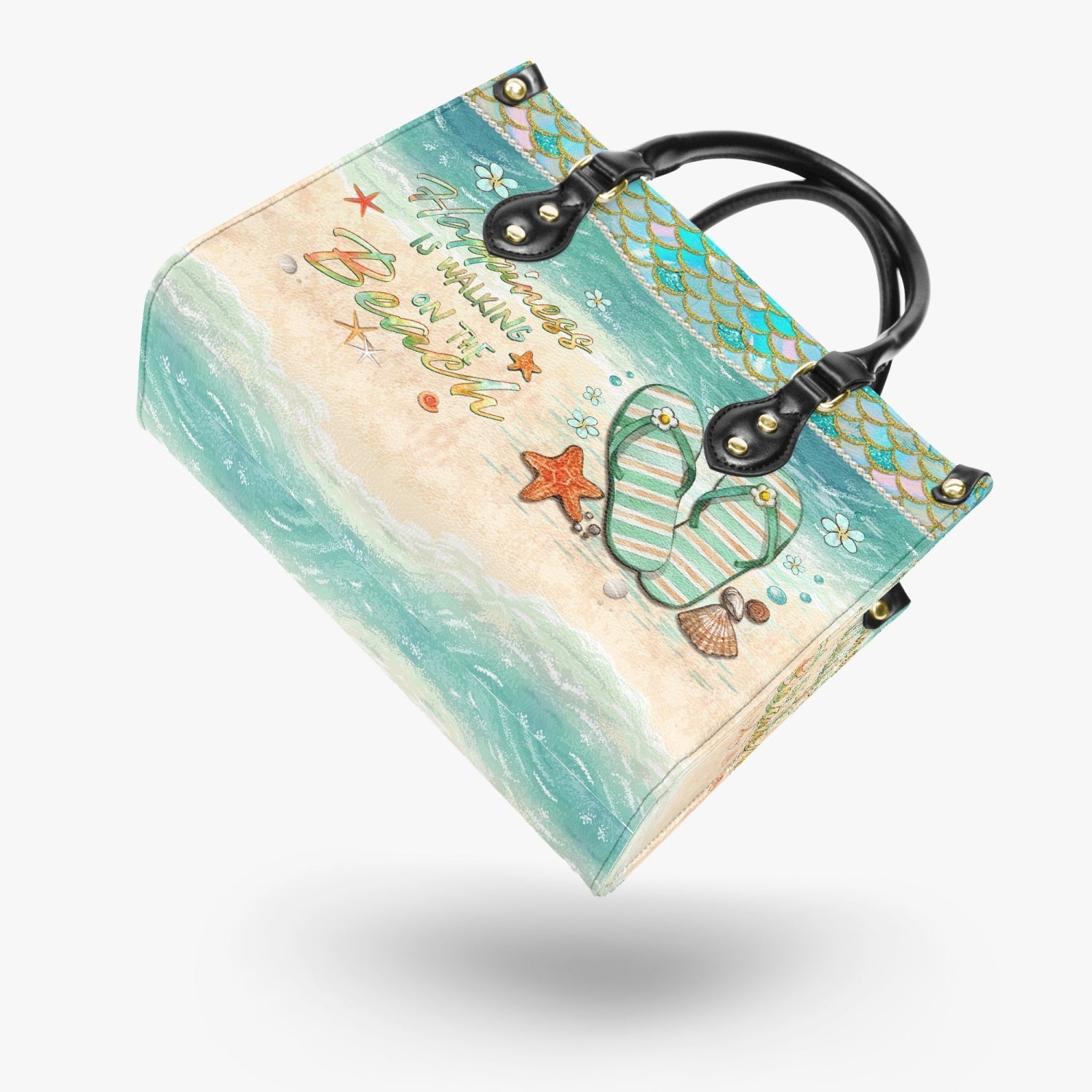 Bigcrowns HAPPINESS IS WALKING ON THE BEACH LEATHER HANDBAG YHKD2503243