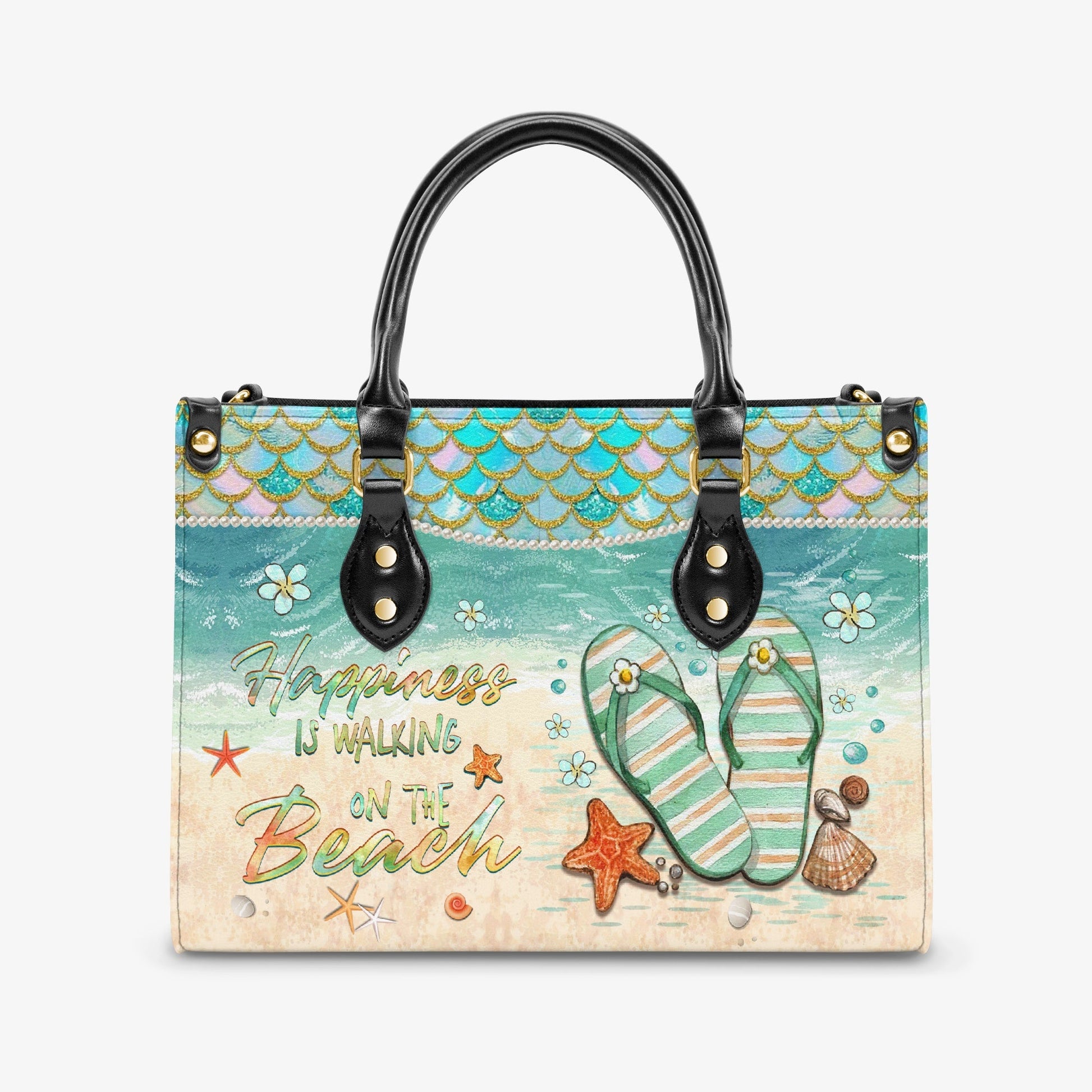 Bigcrowns HAPPINESS IS WALKING ON THE BEACH LEATHER HANDBAG YHKD2503243