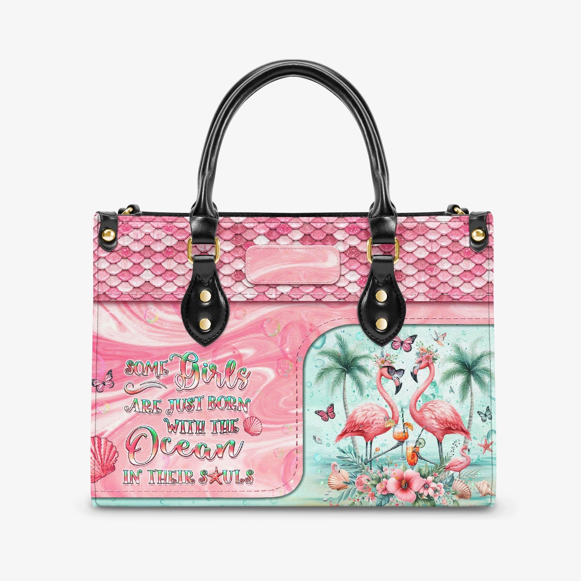 Bigcrowns SOME GIRLS ARE JUST BORN FLAMINGO LEATHER HANDBAG T2203243