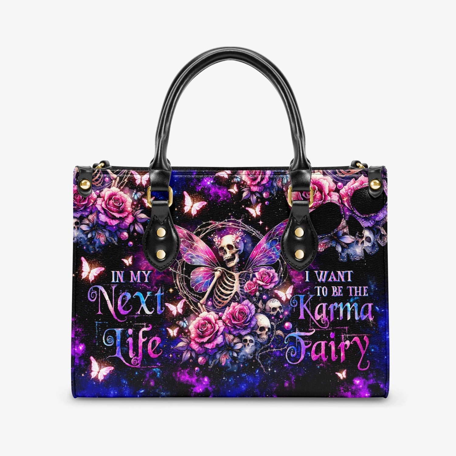 KARMA FAIRY SKELETON ROSE LEATHER HANDBAG - TLTW0304243