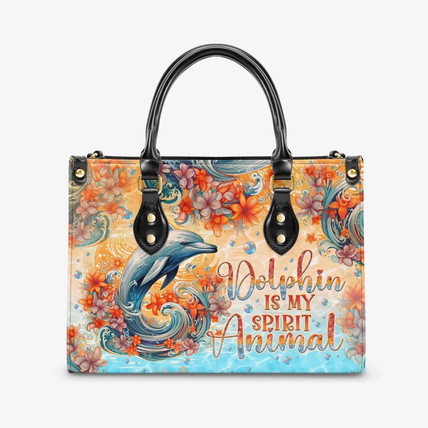 Bigcrowns DOLPHIN IS MY SPIRIT ANIMAL LEATHER HANDBAG O2803249