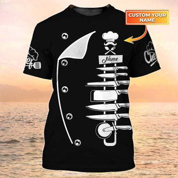 BigCrowns | Black Shirt For Master Chef Personalized Chef Shirt