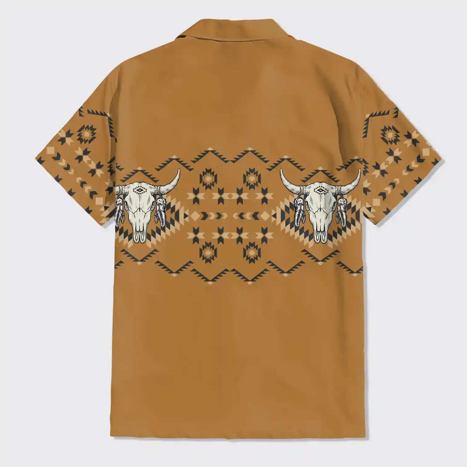 Aztec Native Cow Skull Button Up Shirts_1