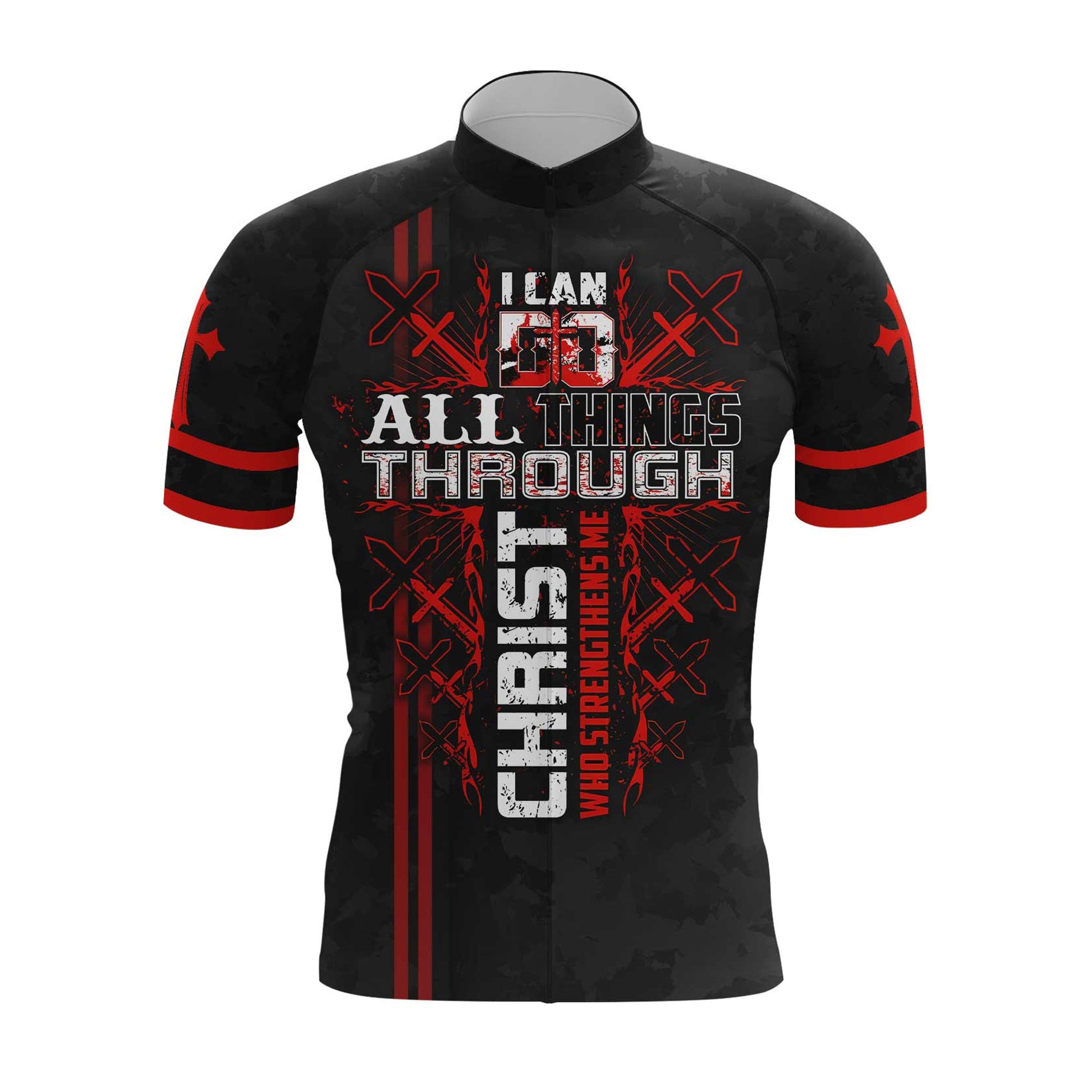I Can Do All Things Through Christ Men's Cycling Jersey Set, Road Bike Cycling Kit for Men, Biking Outfit, Bicycle Suit, Team Racing Uniform