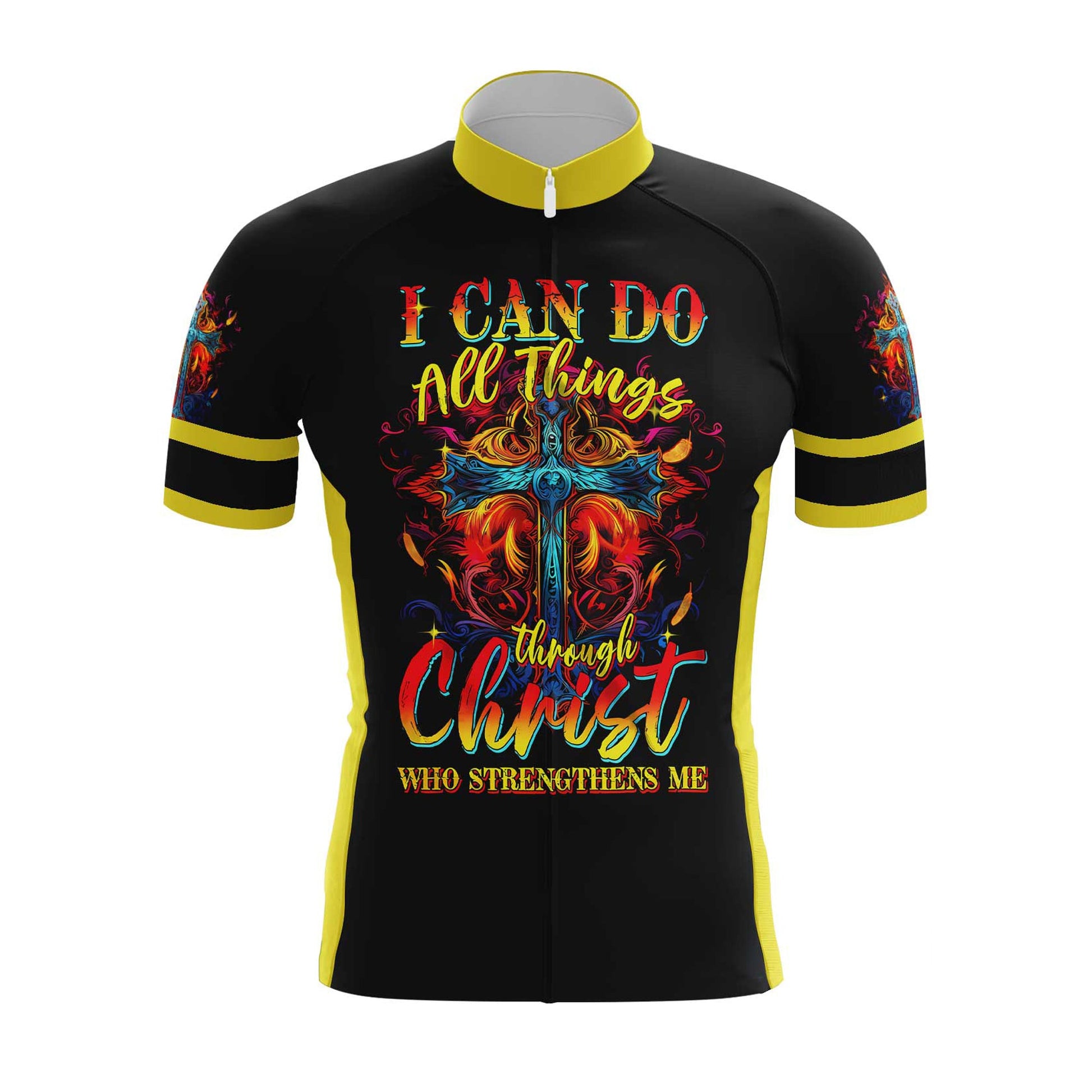 I Can Do All Things Through Christ Men's Cycling Jersey Set, Road Bike Cycling Kit for Men, Biking Outfit, Bicycle Suit, Team Racing Uniform