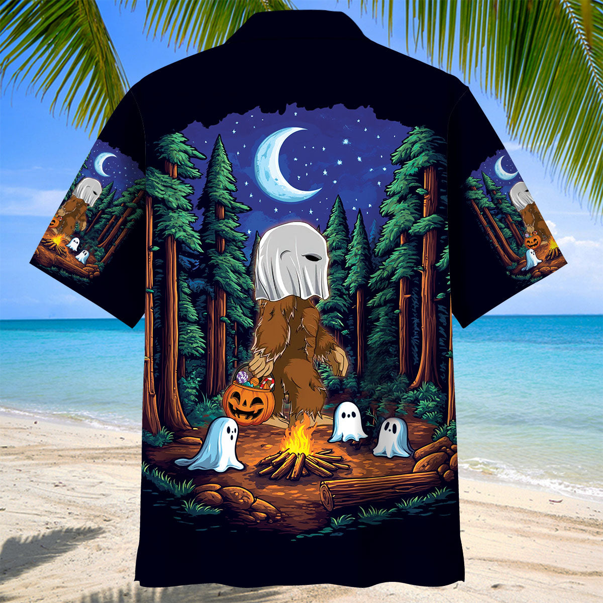 Bigfoot Spooky Camping Night Hawaiian Shirt