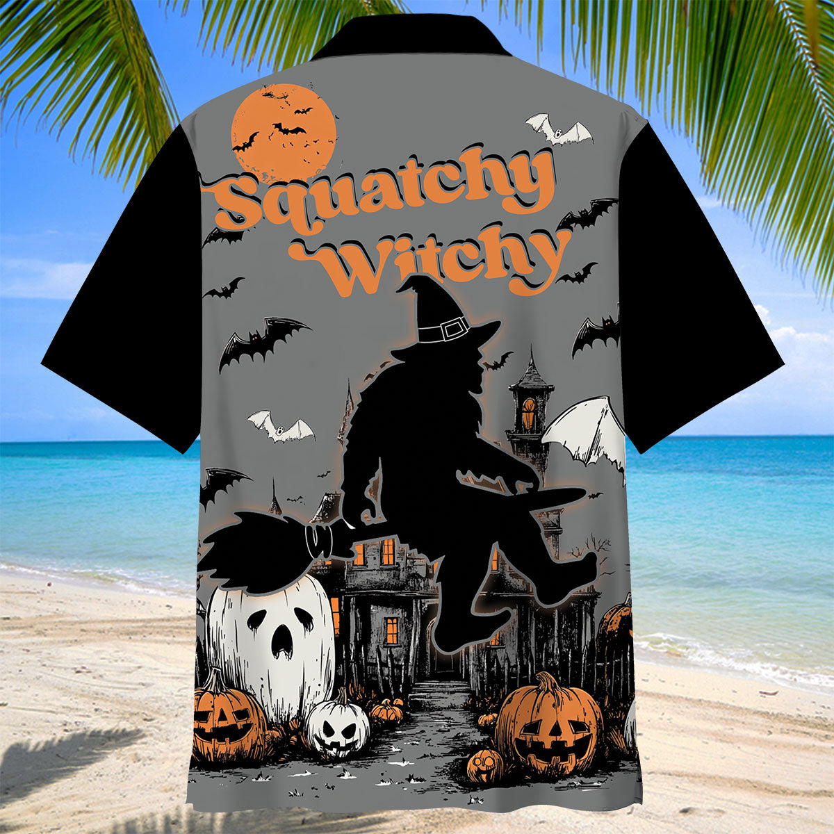 Bigfoot Halloween Town Squatchy Witchy Hawaiian Shirt