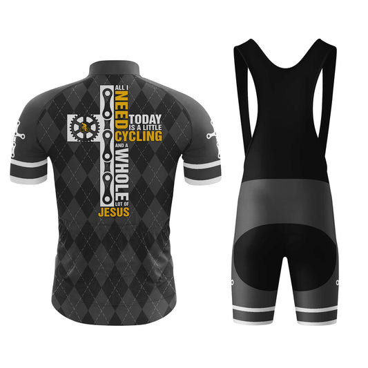 All I Need Is Cycling And Jesus Men's Cycling Jersey Set, Road Bike Cycling Kit for Men, Biking Outfit, Bicycle Suit, Team Racing Uniform